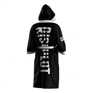 Bata de Boxeo Ligera Negra para Hombre, Transpirable, de Poliéster que Absorbe la Humedad, para Calentamiento Previa al Combate - Product Image 2