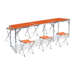 Mesa y sillas de camping de aluminio de 6 pies, mesa de picnic plegable portátil con sillas, mesa de playa Plegable ligera para fiesta