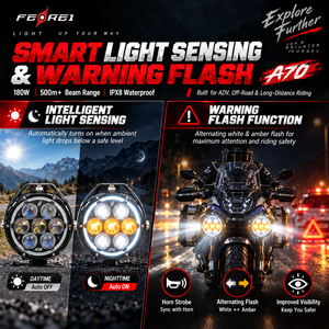 FEREI <span class=keywords><strong>A70</strong></span> 17800LM Luci Ausiliarie LED per Moto, Fari a Lungo Raggio, Luci Fendinebbia Fuoristrada 180W, Luce Ambientale a 6 Colori - Product Image 6