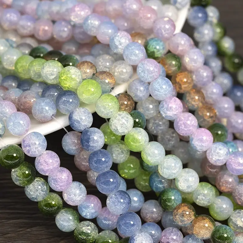 10 mm Gradiente Cores Cristal Opal Beads Dream Burst Crack Rodada Beads para Fazer Jóias