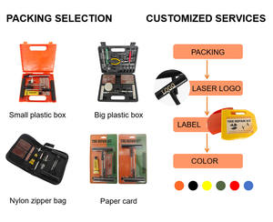 Kit complet d'outils pour le service des pneus, y compris des patchs de réparation, des râpes et des fers - Product Image 5