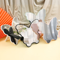 Miroir papillon de bureau, miroir de maquillage, miroir de retouche, miroir de maquillage de forme irrégulière, miroir portable en plastique