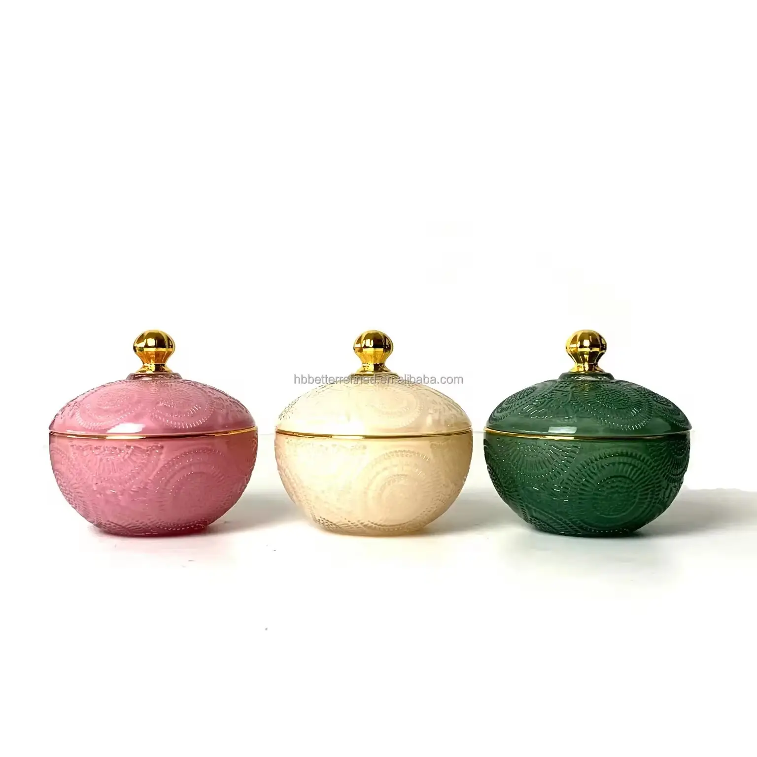 4oz 11oz mini pots ronds à bougie parfumés en verre GEO-CUT avec couvercles et boîte-cadeau
