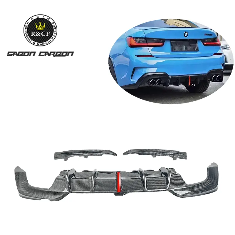 19-22 G20 3 series Rear Diffuser Carbon Rear Bumper Diffuser Splitter with LED For BMW G20 3 series M340i