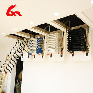 سلم علوي يدوي من الفولاذ قابل للطي منزلي حديث حسب الطلب سلم علوي قابل للسحب تلسكوبي سلم علوي يدوي محمول - Product Image 5