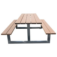 Table de pique-nique commerciale extérieure en bois de 4FT 6FT avec banc à l'extérieur Table et chaise de camping de jardin pour restaurant