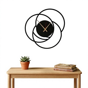 Minimalist Geometric <b>Wall</b> <b>Clock</b> Black Metal Abstract Design Silent Quartz Analog Hanging <b>Clock</b> for <b>Living</b> <b>Room</b> - Product Image 6