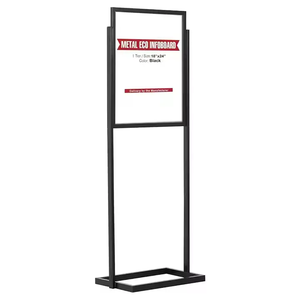 Support de sol publicitaire en métal B1 50*70cm, présentoir de menu, cadre coulissant argent/noir anti-vent <span class=keywords><strong>pour</strong></span> support de sol - Product Image 1