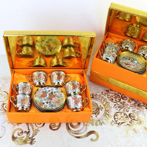 Ensemble de 6 tasses à expresso en céramique 51-100 ml, tasses à thé et soucoupes en porcelaine avec chauffe-tasses et réchaud, coffret cadeau - Product Image 2