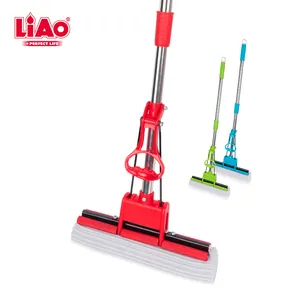 LiAo 3 cores 27cm auto espremedor rolo magia mop PVA esponja para cozinha casa de banho pavimento limpeza
