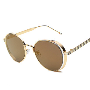 Maidis <b>Round</b> Blue <b>Mirror</b> Sunglasses Metal <b>Frame</b> Unisex UV400 Anti Glare Oval Design - Product Image 4