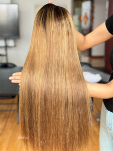 Prêt à expédier Perruques Lace Front Perruques en cheveux humains sans colle CHEVEUX SHY Blonde Ombre Highlight Perruques en dentelle de cheveux humains naturels - Product Image 4