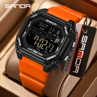Jam Tangan Olahraga Klasik SANDA 6327 Pria Multifungsi Alarm Tahan Air Jam Tangan Digital LED Tahan Air untuk Pria