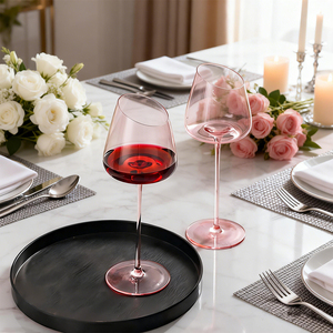 Бокалы для белого вина CnGlass, 100% ручная работа, розовые хрустальные, на длинной ножке, класса люкс, для свадеб и торжеств - Product Image 6