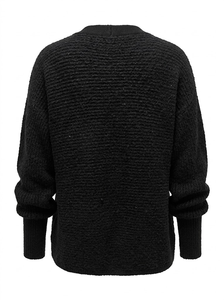 Pull épais à col rond en maille torsadée pour femme (Caractéristiques : Chaleur/grammage et col) - Product Image 3