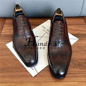 Zapatos formales de cuero para hombre, estilo moderno y elegante, de piel de vaca importada de alta gama, zapatos formales para novio de boda. - Product Image 5