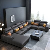 ATUNUS Fabricant de Meubles Canapé d'Angle Modulaire en Cuir pour Salon, Salon en U, Canapé 7 Places