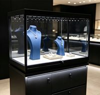 Comptoir de présentation de bijoux GZowin avec vitrine en verre, éclairage LED, couleurs personnalisables écologiques pour les bijouteries