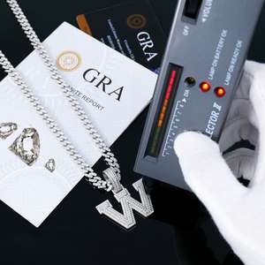 Pendentif en argent sterling 925, bijoux hip-hop tendance, lettre W sertie de moissanite, monture griffe, certifié GRA, breloques, cadeau - Product Image 6