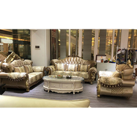 Ensemble de canapés modulaires classiques européens pour villa, salon, 3+2+1 places, canapé sectionnel en tissu de luxe royal