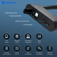 Tediton Vente à Chaud IP67 Étanche à la Poussière Serrure à Empreinte de Doigt Alarme de Sécurité Cadenas Intelligent candado con huella digital
