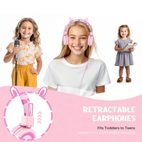 Enfants Chat Oreille Casque Enfants Mignon Filaire Pour L'école Filles Avec Microphone Et 85dB Volume Limite Casque