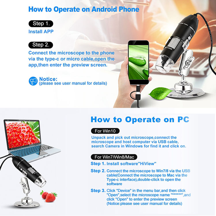 Microscope Handheld Usb Microscope App For Android 1600X USB