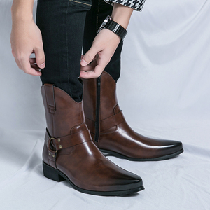 Bottes Chelsea Oxford pour homme de qualité supérieure, taille plus, automne-hiver, fermeture éclair, légères, en cuir PU - Product Image 3