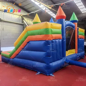 Commercial Grade PVC Adults Moonwalk Double Water Slides Bounce House Combo Bouncing Castle For Sale