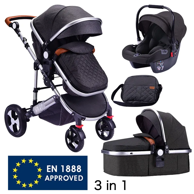 EN1888, оптовая продажа, детская коляска 3 в 1, хорошее качество, дешевая детская коляска, китайский новый дизайн, черная Роскошная детская коляска для продажи