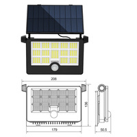 Projecteur solaire pliable étanche avec IP65 232 Led lampe murale à capteur de corps humain pour éclairage de paysage de cour de jardin