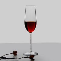 Verre à vin sur pied en borosilicate soufflé à la main, moderne et luxueux, vente en gros, approvisionnement en vrac, OEM, gobelet personnalisé, distributeur de mariage, Silk