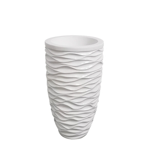 Maceta Moderna con Diseño Floral en Relieve, Blanca, <span class=keywords><strong>de</strong></span> <span class=keywords><strong>Fibra</strong></span> <span class=keywords><strong>de</strong></span> <span class=keywords><strong>Vidrio</strong></span>, en Forma <span class=keywords><strong>de</strong></span> Cubo, para Flores Artificiales, Hogar y Jardín - Product Image 6