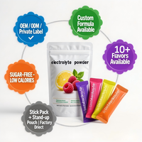 Sachet de poudre d'électrolytes sans sucre, zéro calorie, en stick, multi-hydratant, personnalisé OEM