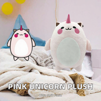 Peluche Licorne Rose Personnalisée Kawaii, Jouet en Peluche Rond Rembourré en Coton PP pour Cadeaux et Vente au Détail