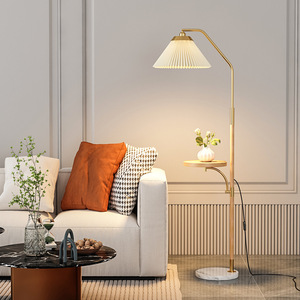 Lámpara de pie Vintage americana, lámpara <span class=keywords><strong>articulada</strong></span> de almacenamiento plisado, mesita de noche, sala de estar, mesa de café, Lámpara decorativa de suelo - Product Image 3