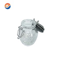 Minifrasco hermético de cierre con tapas de bloqueo, tarro de almacenamiento de vidrio superior, recipiente hermético de vidrio de miel con tapa de abrazadera