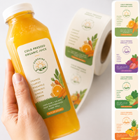 Étiquettes personnalisées imperméables autocollantes avec logo pour bouteilles de jus, emballage recyclable en PVC, impression d'étiquettes pour bouteilles en verre