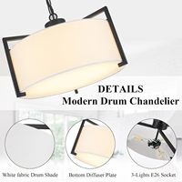 Nouvelle suspension moderne chinoise en forme de tambour avec abat-jour en lin blanc pour cuisine, chambre, couloir, salle à manger