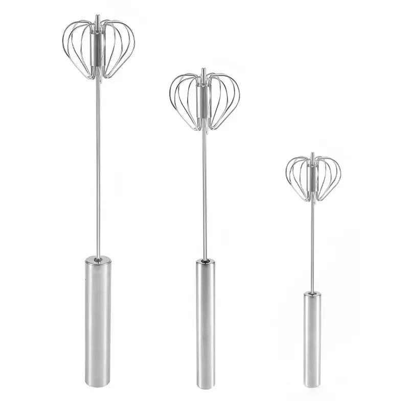 Semi-automático Egg Beater 304 Aço Inoxidável Whisk Manual Hand Mixer Auto Turning Agitador Acessórios de cozinha Egg Tools