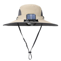 Topi Kipas Fotovoltaik Topi Kipas Tenaga Surya dengan Pinggiran Lebar Topi Memancing Musim Panas Topi Hiking Luar Ruangan Topi Bisbol Kipas Fotovoltaik
