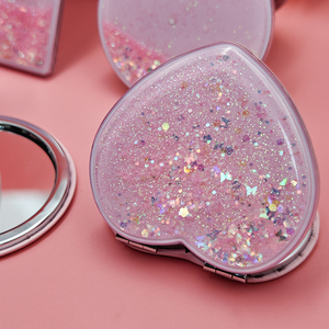 Bán buôn Pocket gương lỏng QuickSand có thể gập lại đôi bên nhỏ gọn gương nhãn hiệu riêng Mini make up gương - Product Image 1