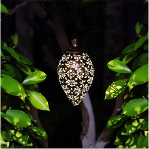 Lampe solaire à pendentif en forme de goutte d'eau en métal, pour jardin extérieur, paysage, décorations festives - Product Image 3