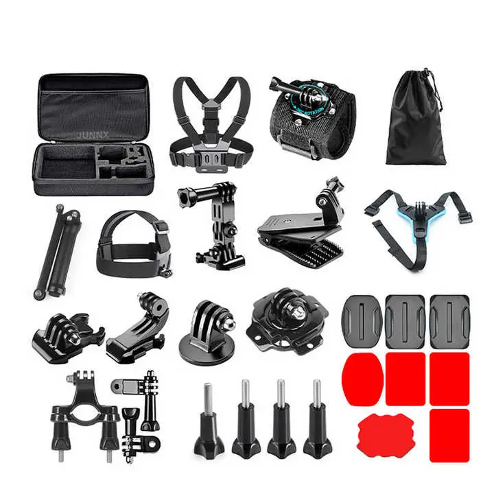 Action Camera 28 In 1 moto ciclismo Kit accessorio casco tracolla montaggio 3 vie braccio impugnatura treppiede per GoPro 12 11 10 9 8 7 6