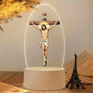 מנורת לילה תלת מימדית עם הדפסת UV של ישו, מריה הקדושה וצלב, למכירה חמה בשנת 2026, לקישוט - Product Image 3