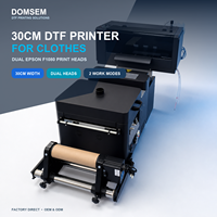 Nouvelle imprimante DTF à plat double tête DOMSEM 30 cm avec têtes d'impression Epson F1080 pour vêtements, autonome ou avec secoueur de poudre