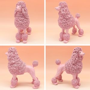 핫 세일 2023 핑크 푸들 동상 인형 거실 수지 개 공예 장식을위한 현대 장식품 - Product Image 3