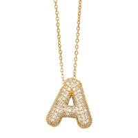 ASJEWELRY Chunky 26 Letras Nombre Personalizado Collares 18K Chapado en Oro Burbuja Inicial Collar para Mujer 2408 nkeb798