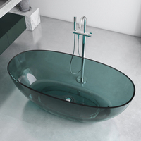 Baignoire autoportante moderne et écologique en résine avec massage et égouttoir pour salle de bain