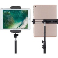 Adaptateur universel de fixation sur trépied pour iPad/tablette, vis 1/4 pouce, matériau ABS, compatible avec le lit et le bureau, rotation à 360 degrés, support de visualisation mains libres
